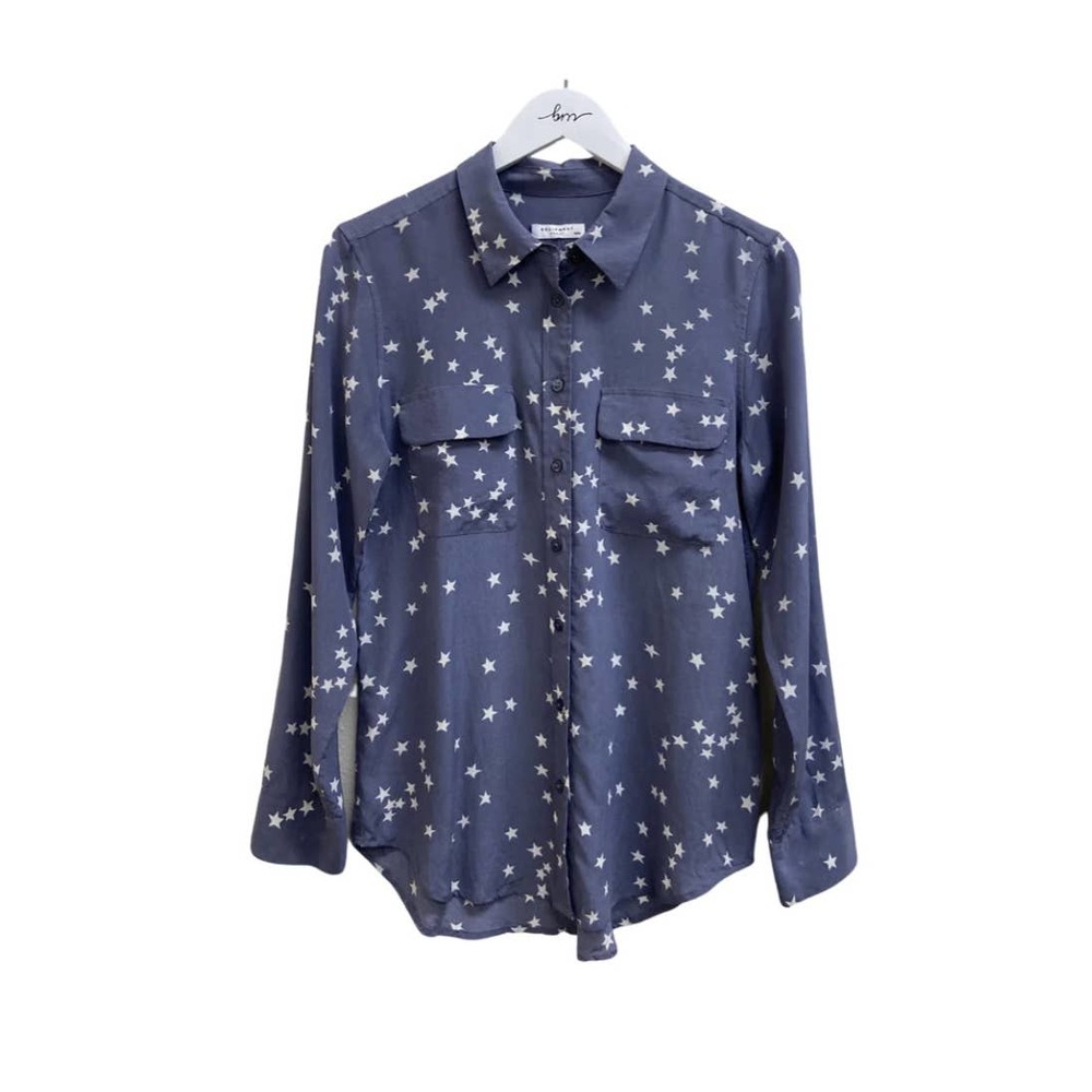 Equipment Femme Top 100% Silk Blue Size M